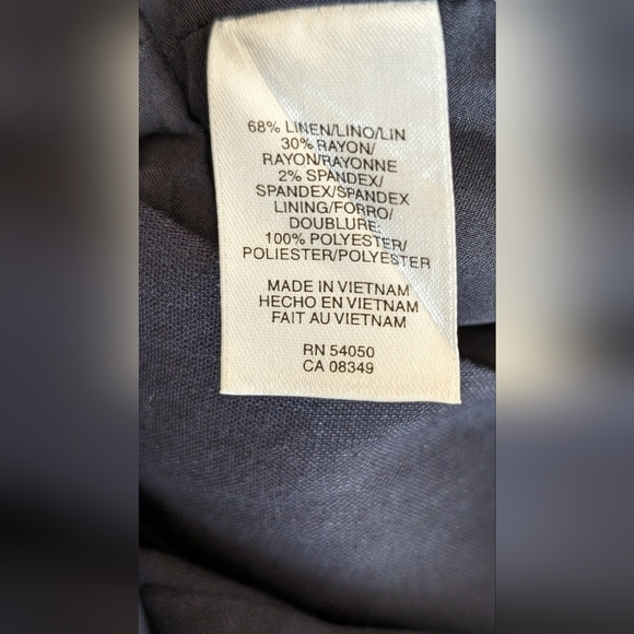 Jones NY Collection Capri Linen Blend Indigo Belted Sleeveless Dress Size 4P NWT - Picture 4 of 9